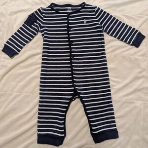 Ralph Lauren Navy and White Striped Baby One Piece